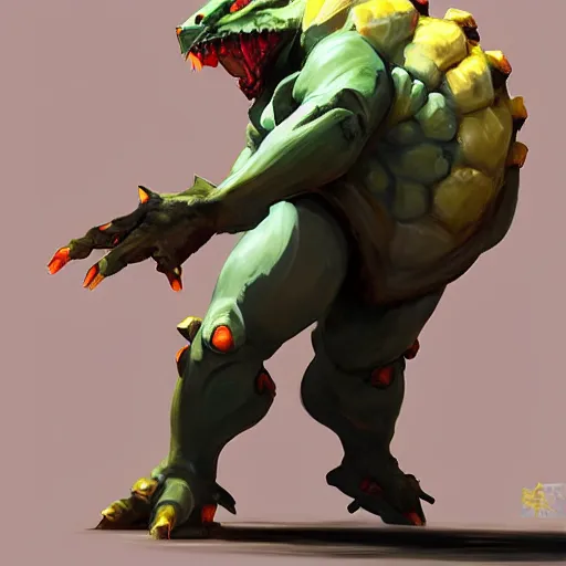 Image similar to greg manchess portrait painting of partially armored venusaur as overwatch character, medium shot, asymmetrical, profile picture, organic painting, sunny day, matte painting, bold shapes, hard edges, street art, trending on artstation, by huang guangjian, gil elvgren, ruan jia, greg rutkowski, gaston bussiere