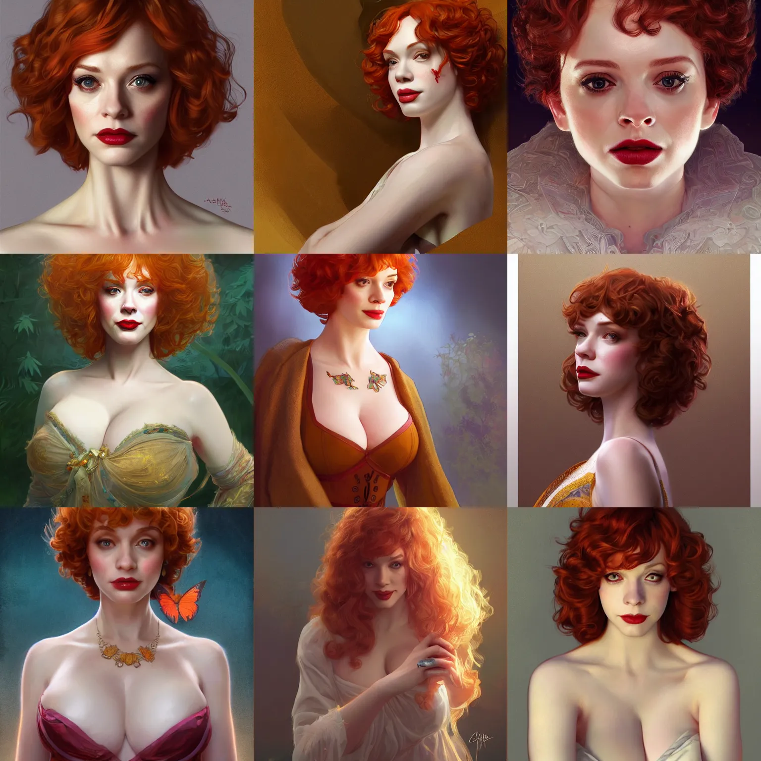Prompt: christina hendricks starring in it's a boy girl thing, intricate, highly detailed, digital painting, artstation, concept art, smooth, sharp focus, illustration, unreal engine 5, 8 k, art by artgerm and greg rutkowski and alphonse mucha