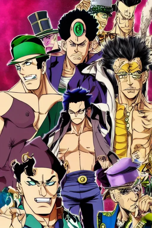 jojo's bizarre adventure, jotaro kujo, kakyoin, Stable Diffusion