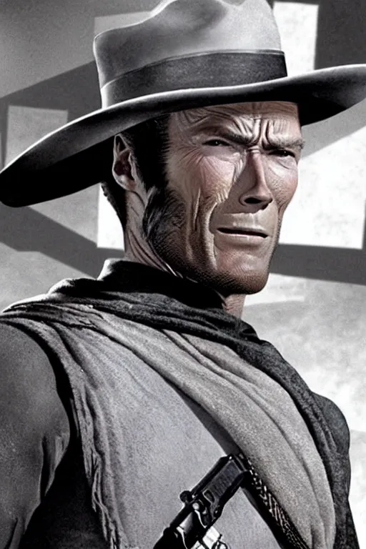 Image similar to clint eastwood as superman in the good the bad and the ugly