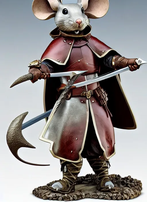 Prompt: a porcelain figurines of a heroic mouse knight with sword and shield, redwall, greg rutowski and jean baptiste monge, detailed, epic fantasy concept art