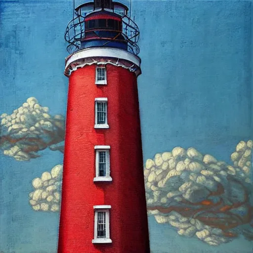 Prompt: beautiful lonely lighthouse, hyper realistic, colorful patterns, subtle shadows, art by tim okamura and oksana dobrovolska and tarkowsky. natural light.