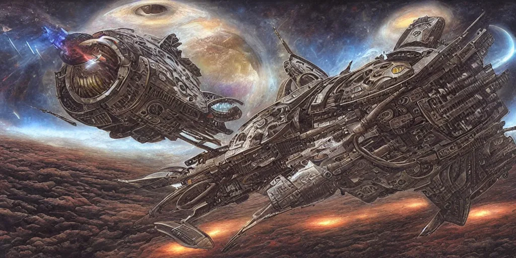 Image similar to sci-fi spaceship by dan seagrave art