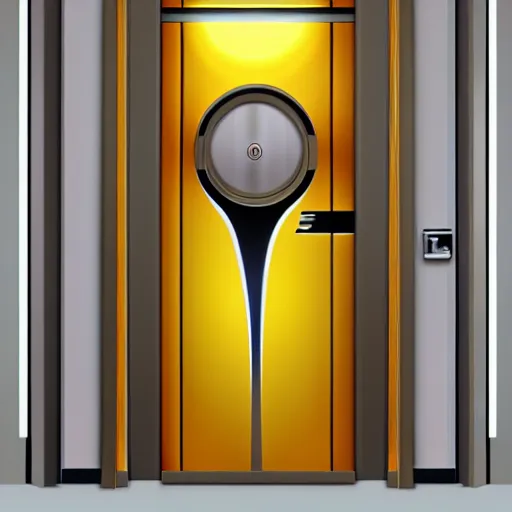 Image similar to hyper realistic art - deco sci - fi door