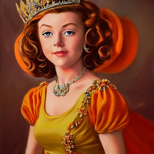 Image similar to An ultra realistic portrait painting of Princess Daisy wearing his orange dress and golden tiara in the style of Frank Frazetta, 4k, Ultrarealistic, Highly Detailed, Dark Fantasy, Epic Lighting