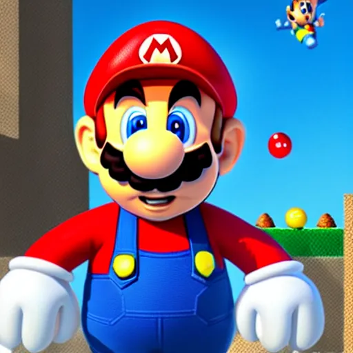 Image similar to extremely zoomed-in photo of Super Mario's face