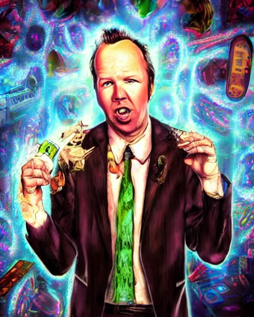 Prompt: hyper realistic portrait of doug stanhope in a strip club after eating 3 mg of lsd deadbeat hero dof hdr art by aleksi briclot and alexander'hollllow'fedosav and laura zalenga