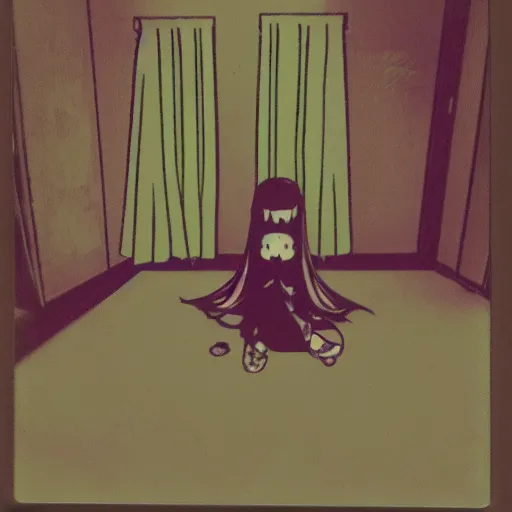 Image similar to atmospheric polaroid photograph of madotsuki in the backrooms