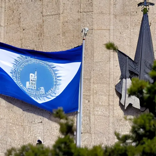 Image similar to the Argentine flag hang on the Washington monument