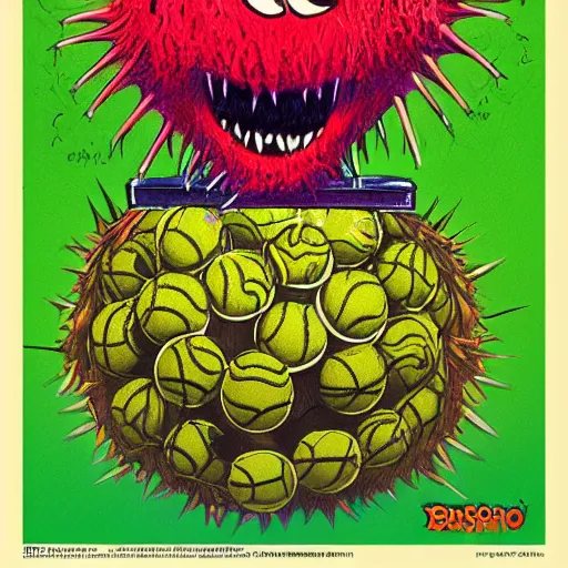 Image similar to a tennis ball monster rapper, hip hop, digital art, fantasy, magic, trending on artstation, ultra detailed, professional illustration by Basil Gogos