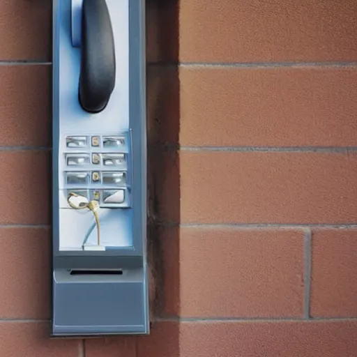 Prompt: talking on a pay phone when a foot comes through the receiver of the phone handset