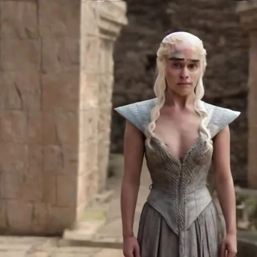 Prompt: Daenerys Targaryen points at you from Game Of Throne cctv footage. She smirks as if to mock your very existence.