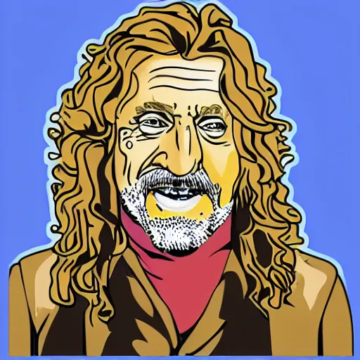 Image similar to robert plant from led zepelin singing, sticker - art, svg vector, adobe - illustrator