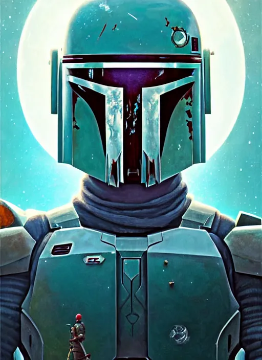 Prompt: symmetry! highly detailed portrait of boba fett, shallow focus!!!. fantasy art by greg rutkowski, loish, rhads, ferdinand knab, makoto shinkai and lois van baarle, ilya kuvshinov, rossdraws, tom bagshaw, alphonse mucha, global illumination, radiant light, space station.