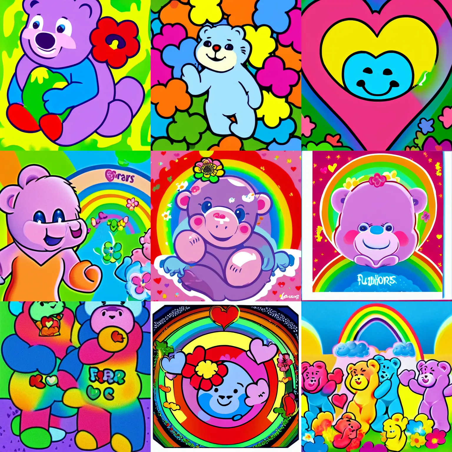care bears puking rainbows and flowers | Stable Diffusion | OpenArt