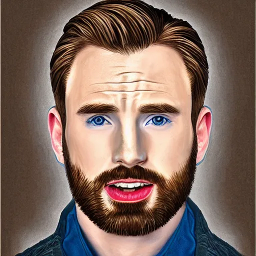 Image similar to portrait of chris evans, highly detailed, centered, solid color background, digital painting