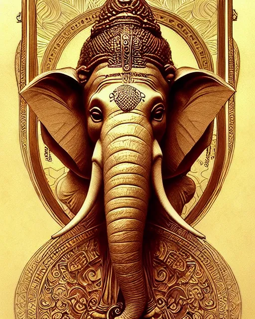 Prompt: amazing lifelike award winning pencil illustration of Ganesha trending on art station artgerm Greg rutkowski alphonse mucha cinematic