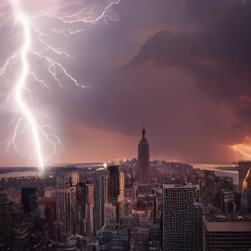 Image similar to colossal tardigrade attack new york, dramatic ambient lightning, golden hour, cinematic, action shot