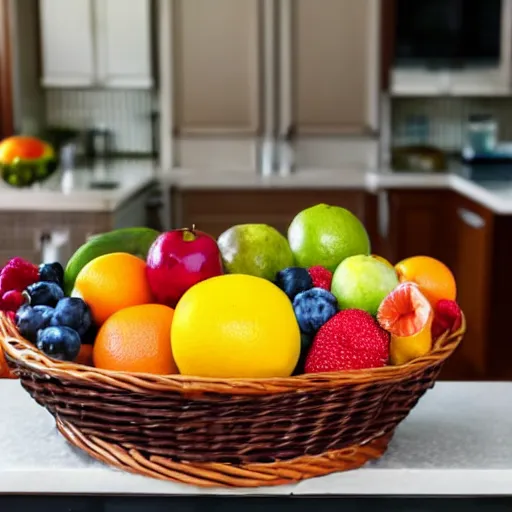 Image similar to a fruit basket on top of a kitchen table