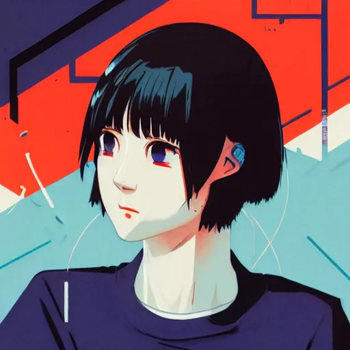 Prompt: Ayanami Rei from Evangelion anime profile picture by Sachin Teng, asymmetrical, Organic Painting , Matte Painting, geometric shapes, hard edges, graffiti, street art:2 by Sachin Teng:4