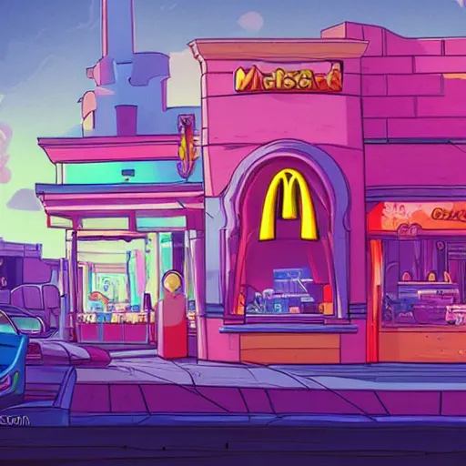 Prompt: mcdonald in kingdom of atlantis. fine art, trending on artstation, smooth draw synthwave neon,