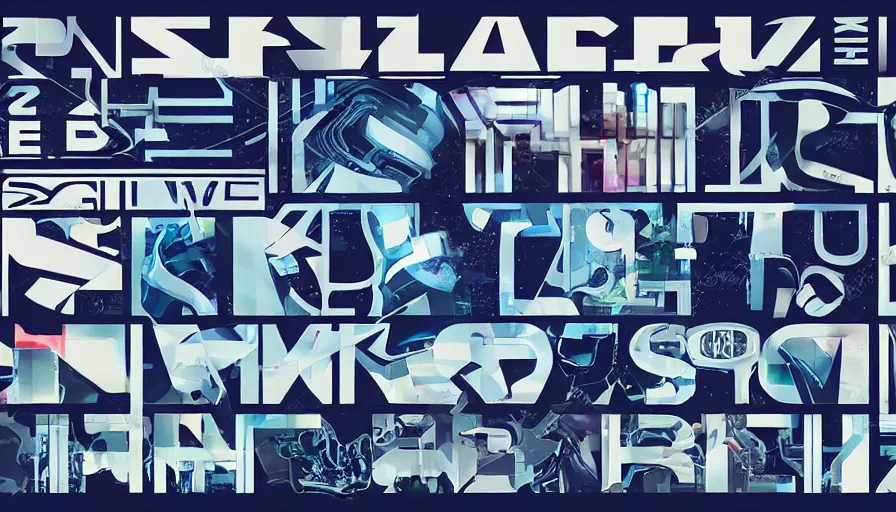 Image similar to sci - fi graphic design poster 2 d logotypes in the style of zaha hadid 8 k, 1 6 k, tilt shift, depth of field