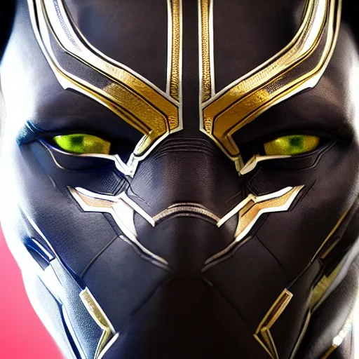 Prompt: a close up photo of a detailed statue of Black Panther, 8K,