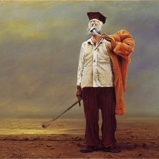 Image similar to painting of sailor hobo hyperrealism vasily vereshchagin