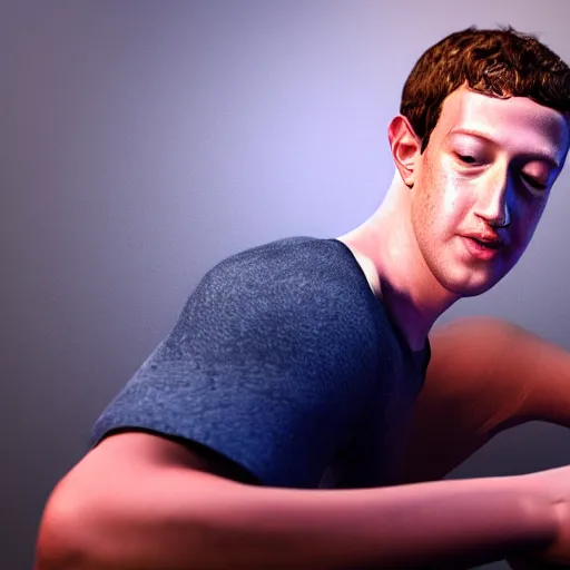 Image similar to professional photograph of very hot and muscular mark zuckerberg, gleaming skin, glowing, sparkling, hyper realistic, digital painting, rendered in unreal 5, octane render, artstation, ambient lighting