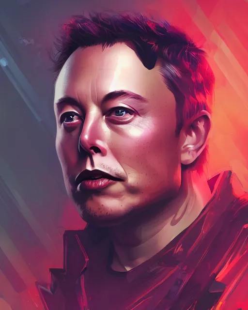 Prompt: a stunning portrait of elon musk as the high lord of cyberpunk, digital art by ross tran and angel ganev, highly detailed, trending on artstationhq