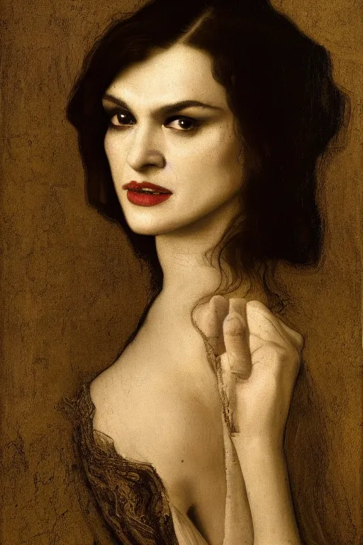 Prompt: portrait en buste of rachel weisz rachel weisz by johannes vermeer, baroque, dark moody colors, intricate, highly detailed, perfect eyes,