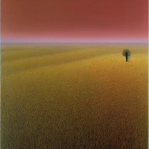 Prompt: blighted fields by Zdzisław Beksiński, oil on canvas