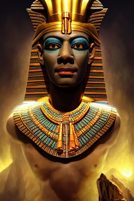 Image similar to egypt god osiris, god of the underworld, highly detailed, d & d, fantasy, highly detailed, digital painting, trending on artstation, concept art, sharp focus, illustration, global illumination, ray tracing, realistic shaded, art by artgerm and greg rutkowski and fuji choko and viktoria gavrilenko and hoang lap, sunny