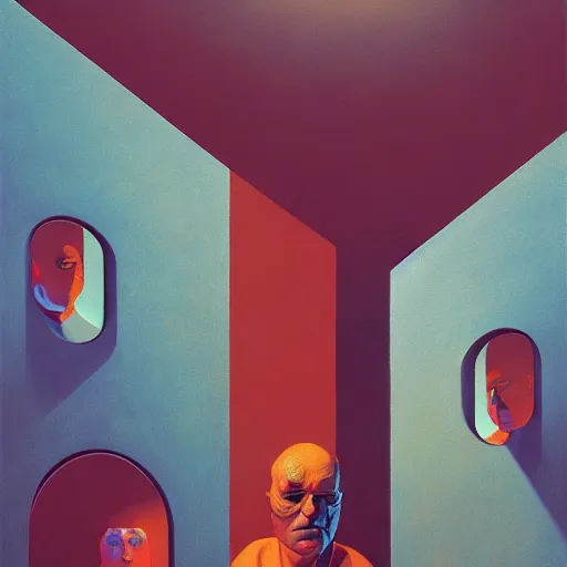 Image similar to Portrait of an abstract visual of artificial intelligence, open ceiling, highly detailed, very coherent, painted by Francis Bacon and Edward Hopper, Wayne Barlowe, painted by James Gilleard, surrealism, airbrush, art by JamesJean