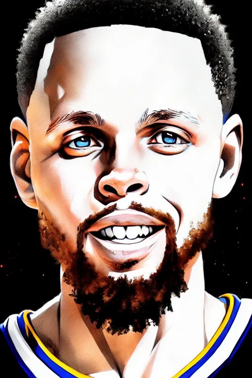 Image similar to stephen curry, manga cover art, detailed color portrait, artstation trending, 8 k, greg rutkowski