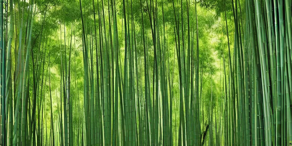 Image similar to award winning photo of a bamboo forest by Peter Lik,