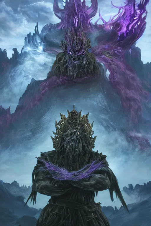 Prompt: an ultra detailed 3 d render of grimace as an elden ring boss, epic anime fantasy, 8 k, in the style of a fantasy metal album cover and magic the gathering, volumetric lighting, smooth, highly detailed, digital illustration, octane render, art by albert bierstadt and greg rutkowsi, artstation