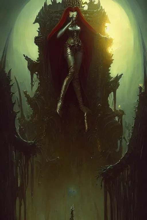 Image similar to queen vampire by anna podedworna, greg rutkowski, gaston bussiere, simon bisley