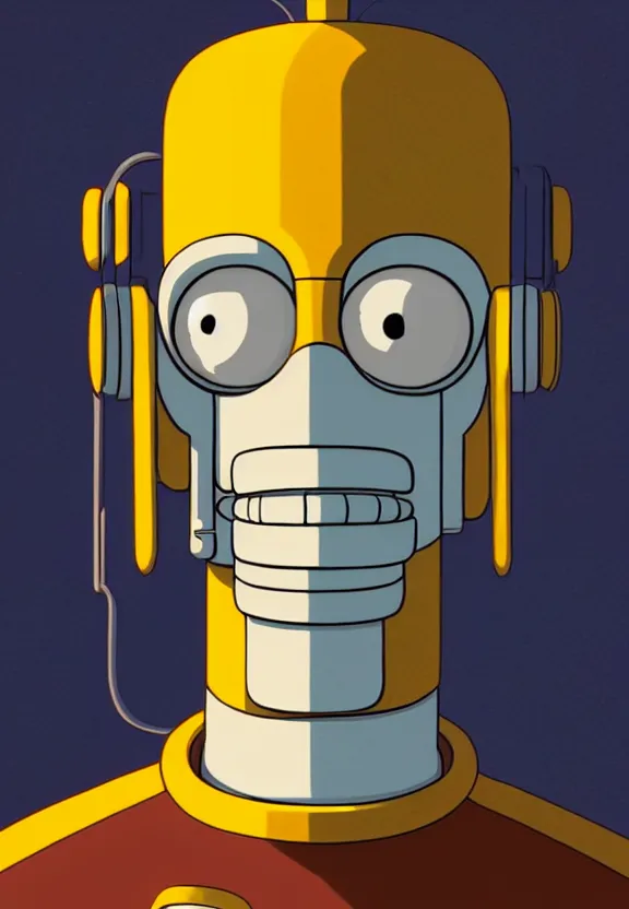 Image similar to portrait of bender from futurama, looking at camera, extremely detailed, digital painting, artstation, concept art, smooth, sharp focus, illustration, ambient lighting, art by greg rutkowski and matt groening, futurama artstyle