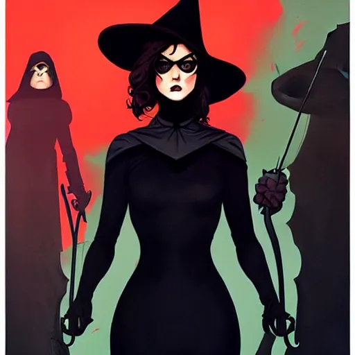 Image similar to rafael albuquerque comic art, peter mohrbacher, phil noto, artgerm, pretty mary elizabeth winstead witch, black dress, symmetrical eyes, long blonde hair