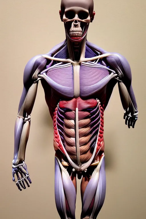 Image similar to anatomically accurate model of the full human muscular system, full body, intricate parts, fine details, hyper - realistic