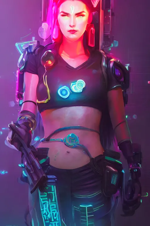 Image similar to caitlyn from league of legends, cyberpunk futuristic neon. wearing futuristic police uniform, decorated with traditional japanese ornaments by ismail inceoglu dragan bibin hans thoma greg rutkowski alexandros pyromallis nekro rene maritte illustrated, perfect face, fine details, realistic shaded, fine - face, pretty face