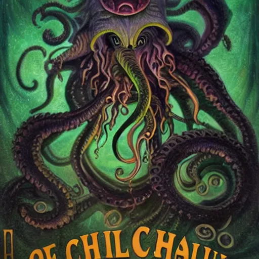 Prompt: cthulu, romance novel cover