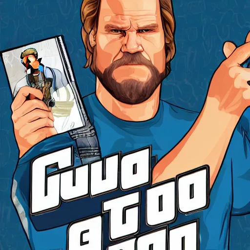 Prompt: GTA 5 illustration digital art of The Dude, Jeff Bridges (1998)