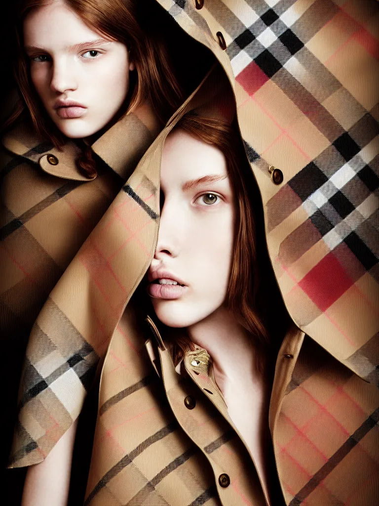 Image similar to burberry portrait, very beautiful, highly detailed, intricate, photography