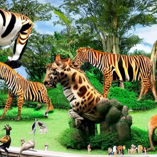 Prompt: zoo futuriste avec des exhibits d’extra-terrestres