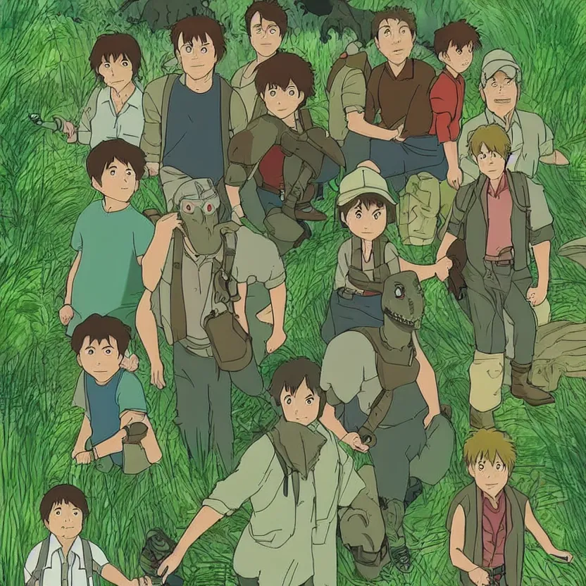 Prompt: Jurassic Park in the style of Studio Ghibli