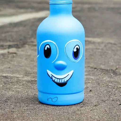 Image similar to anthropomorphized water bottle