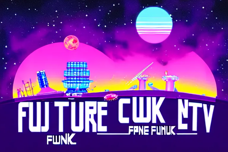 Image similar to future funk space city