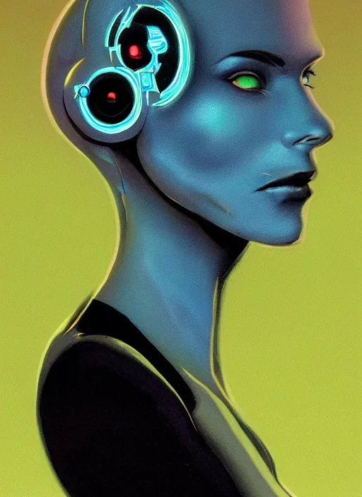 Prompt: portrait of a cyborg woman by Roger Dean, neon light, hyper detailled, trending on artstation